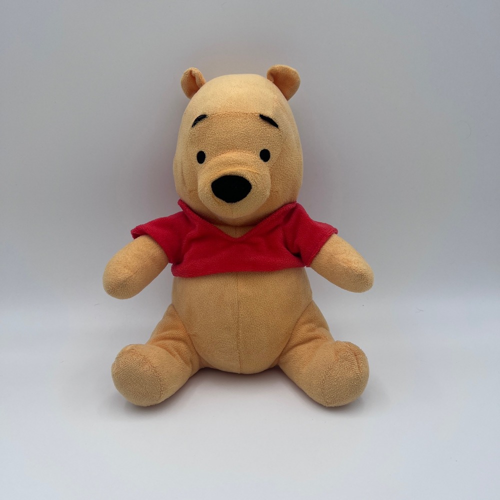 Disney Winnie the Pooh Plush Stuffed Animal Yellow Red Shirt 8 Inch Toy